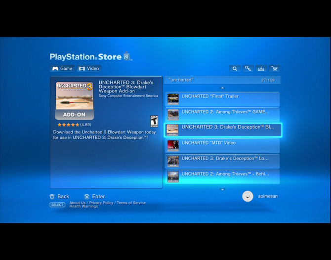 Playstation Network Store | Uncharted 3 Icon | Listing