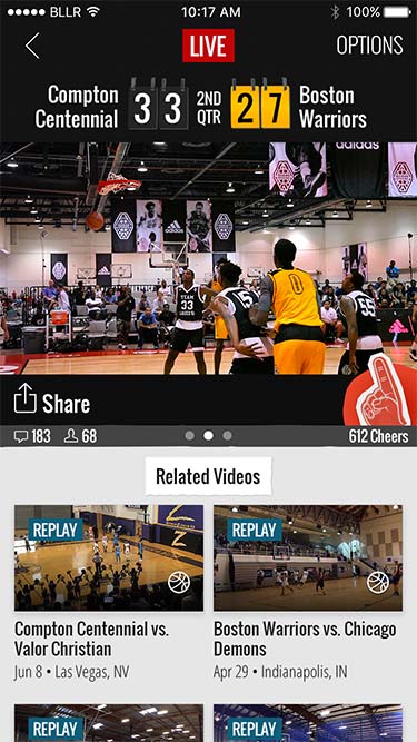 BallerTV Live Video (Related Videos) Screen